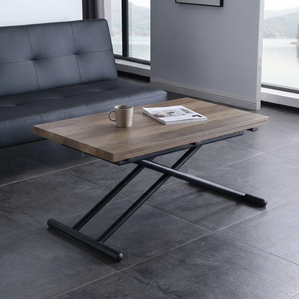 Mesa de centro elevable y extensible nogal