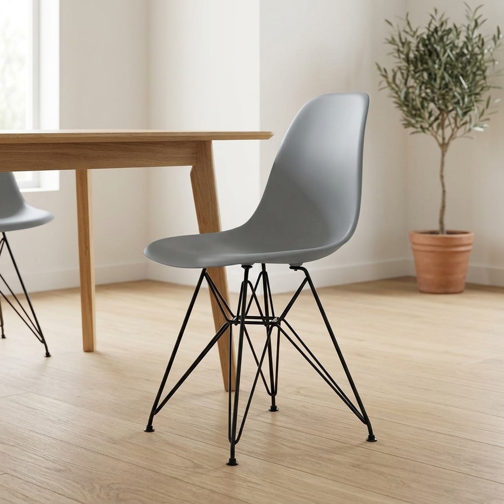 Silla de comedor nórdica gris y negra