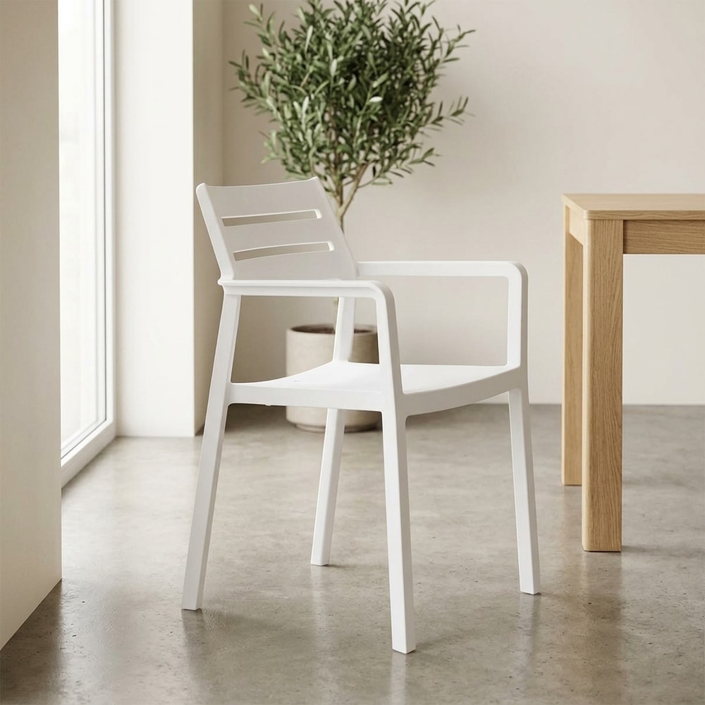 Sillón apilable de exterior blanco