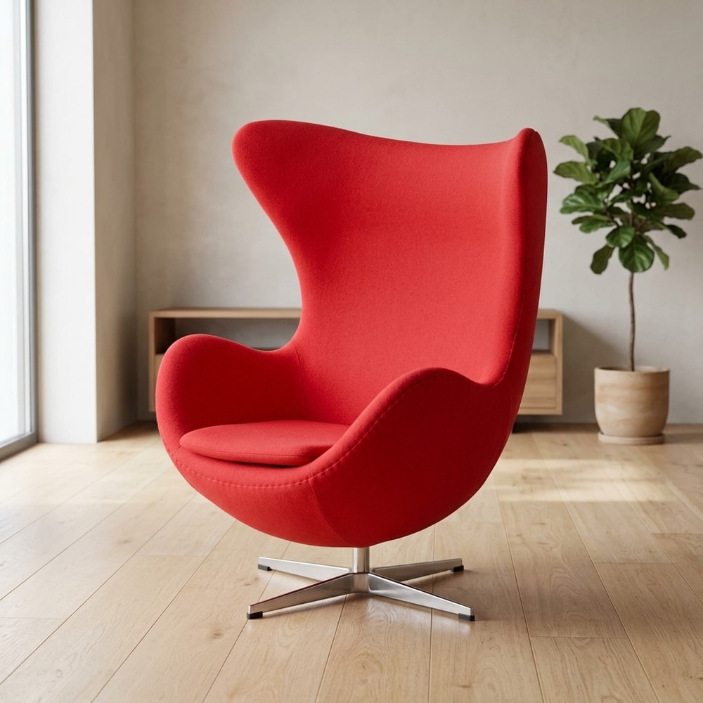 Sillón giratorio de diseño en cachemir rojo