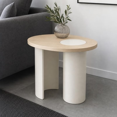 Mesa auxiliar natural clara y crema