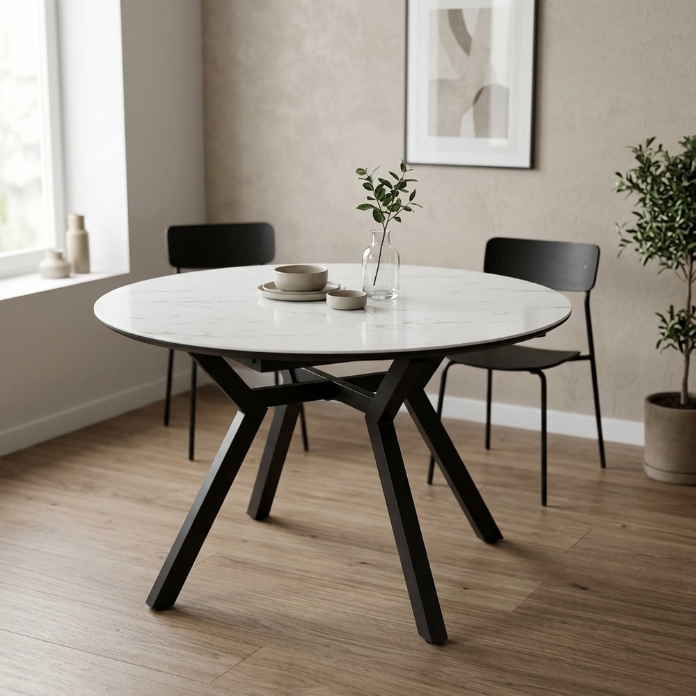 Mesa de comedor extensible efecto mármol
