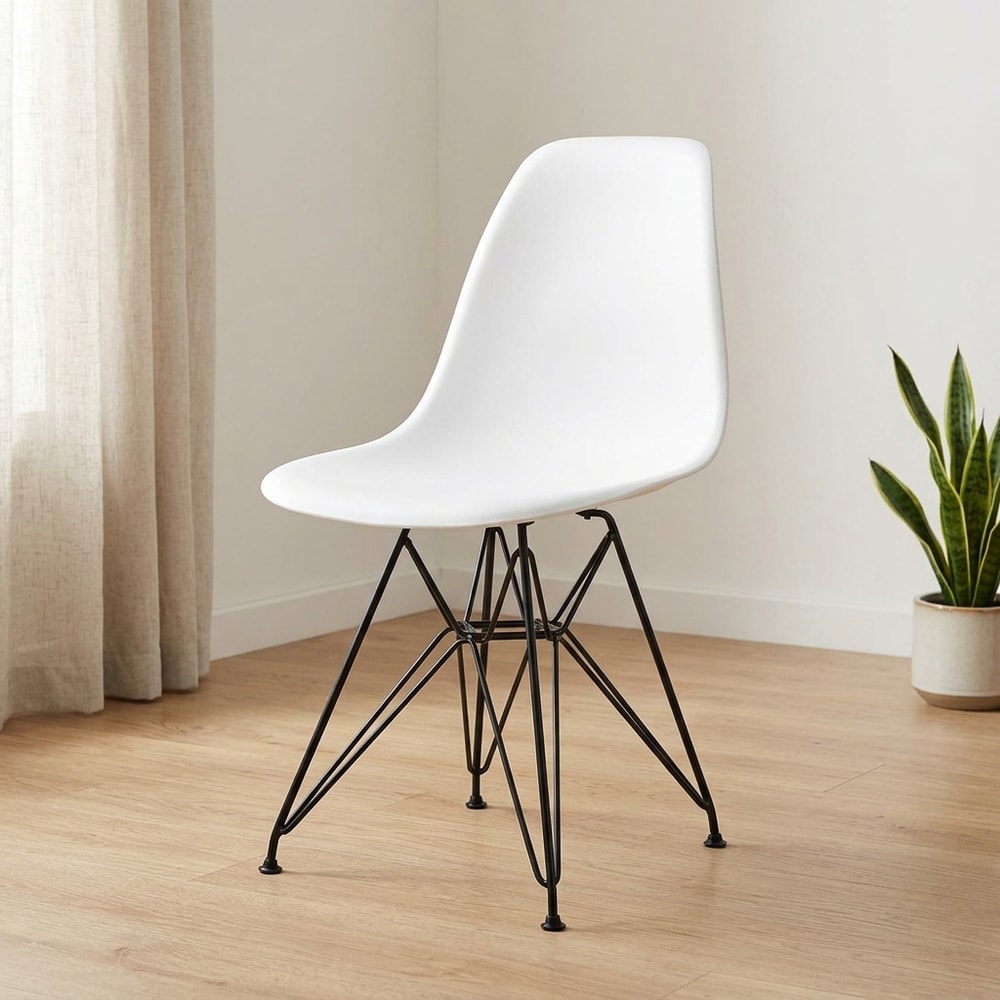 Silla de comedor blanca con patas negras