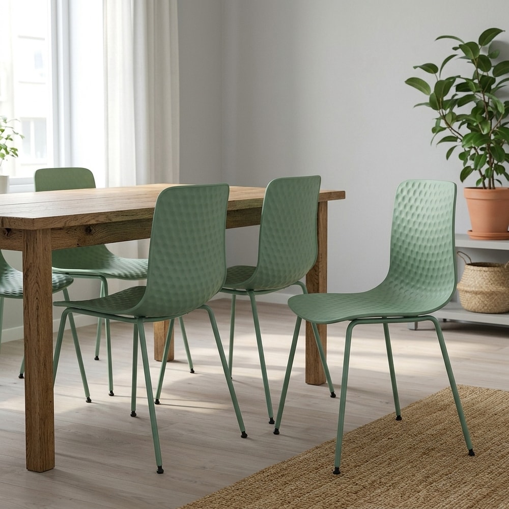 Pack 4 sillas de comedor modernas en verde