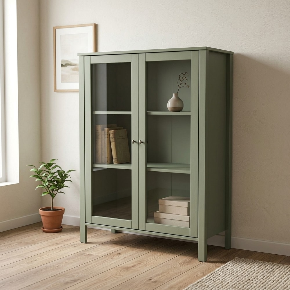 Vitrina de salón con dos puertas color verde