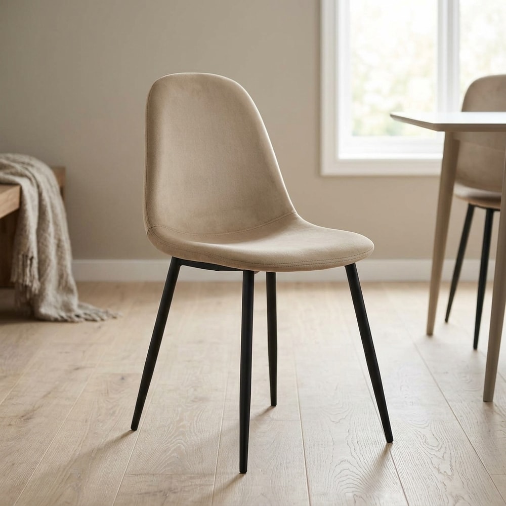 Silla comedor terciopelo arena patas negras
