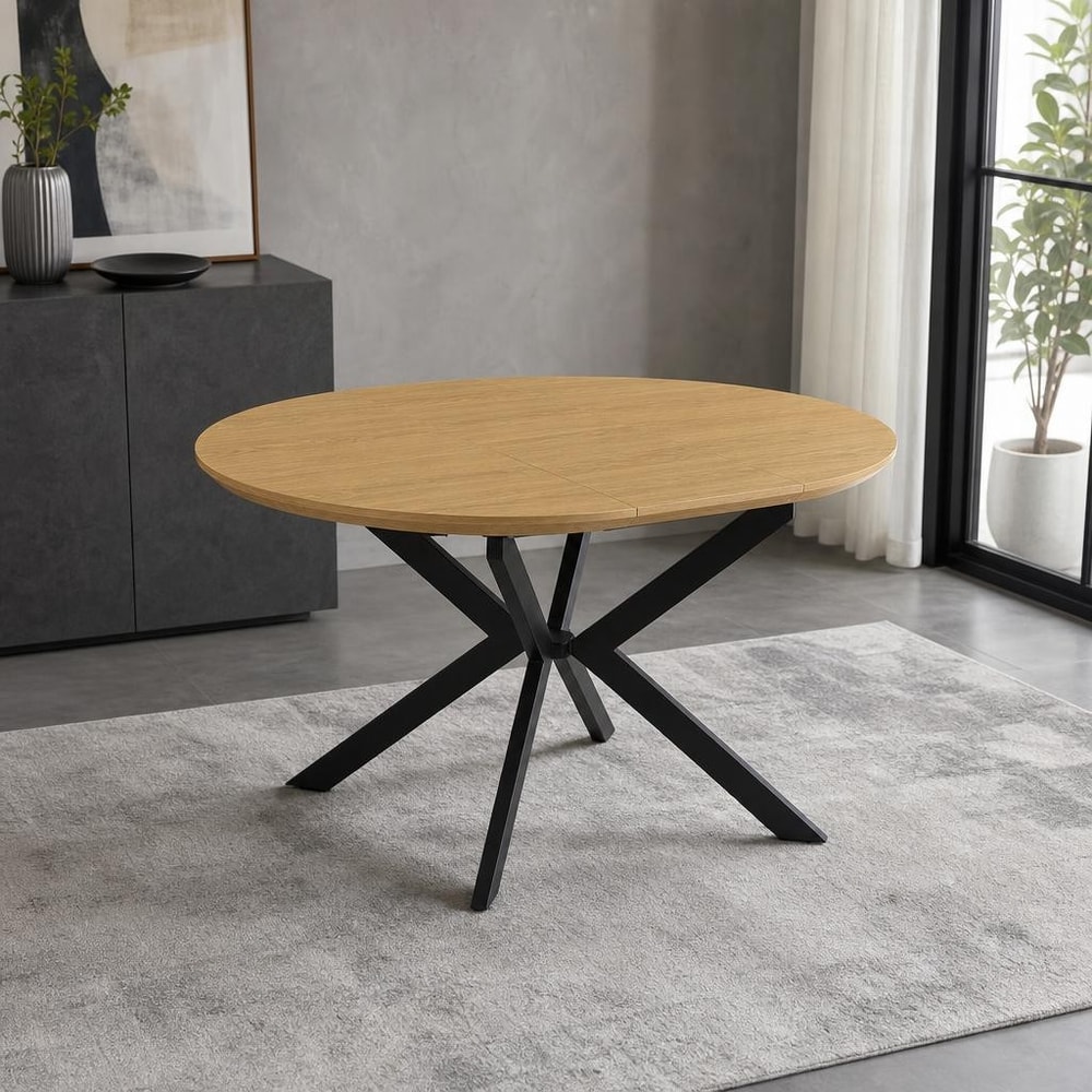 Mesa de comedor extensible redonda negra