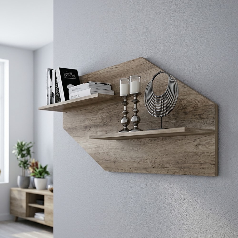 Estantería de Pared con Respaldo y 2 Baldas