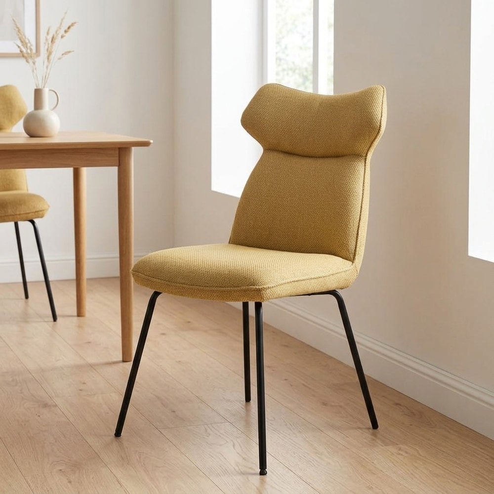 Silla de comedor ergonómica color mostaza