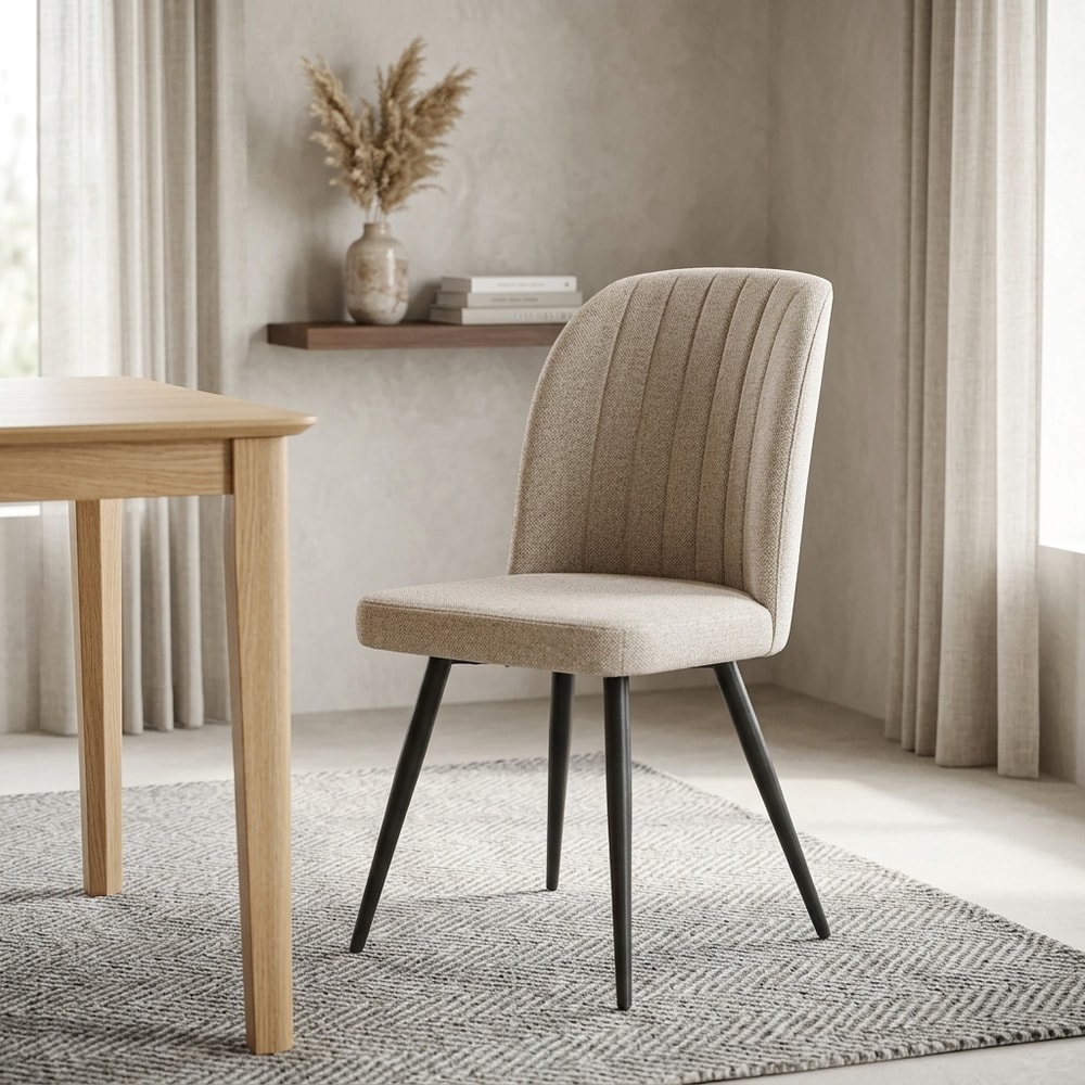 Pack de 4 sillas de comedor tapizadas en beige