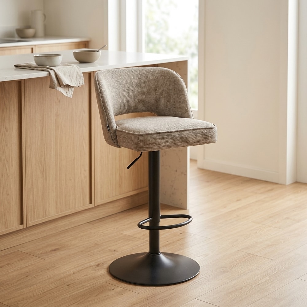 Taburete Alto Tapizado Regulable Beige