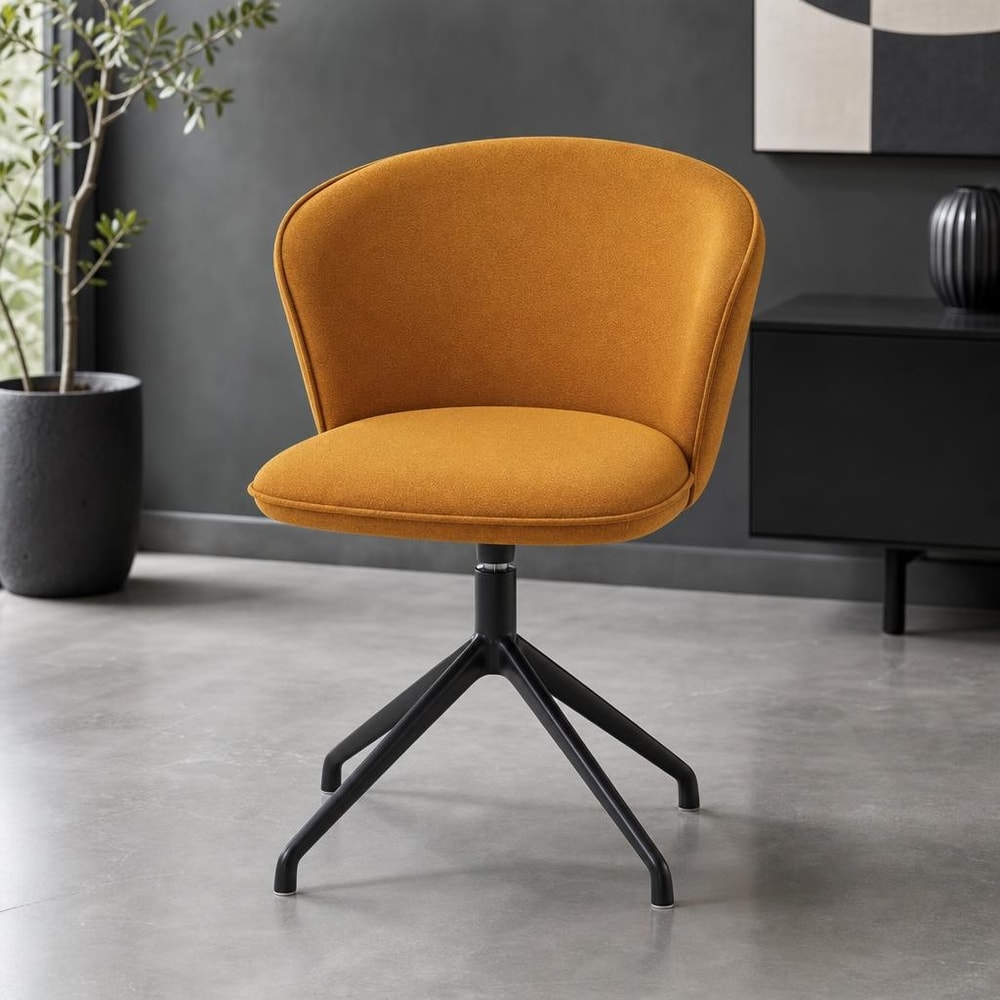 Silla de comedor mostaza con base negra