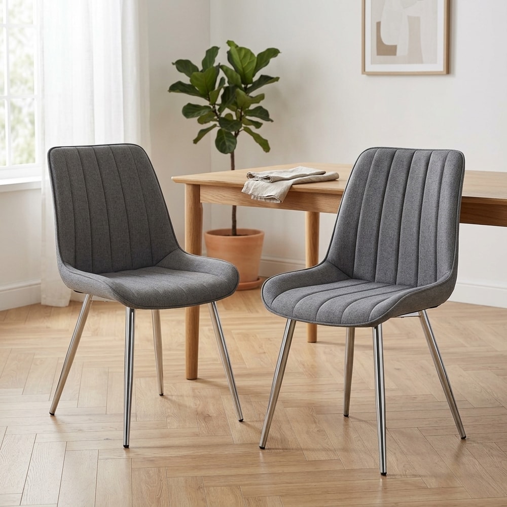 Pack 2 Sillas de Comedor Tapizadas Gris Marengo