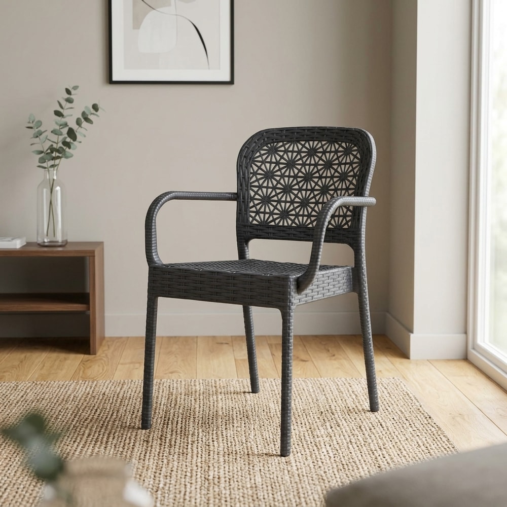 Sillón exterior apilable efecto ratán antracita