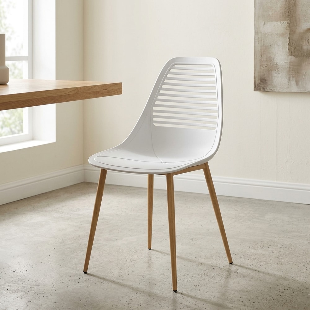 Silla de comedor blanca y patas efecto madera