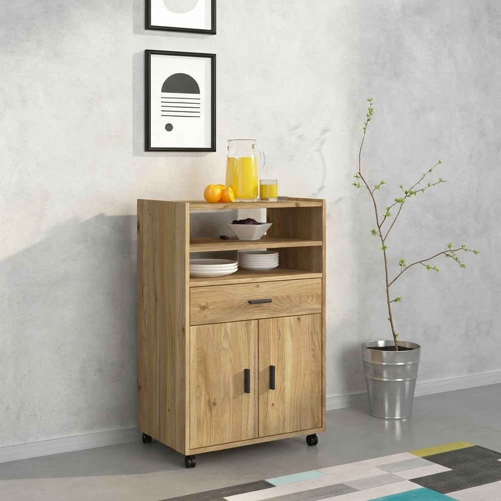Mueble auxiliar de cocina con puertas y ruedas