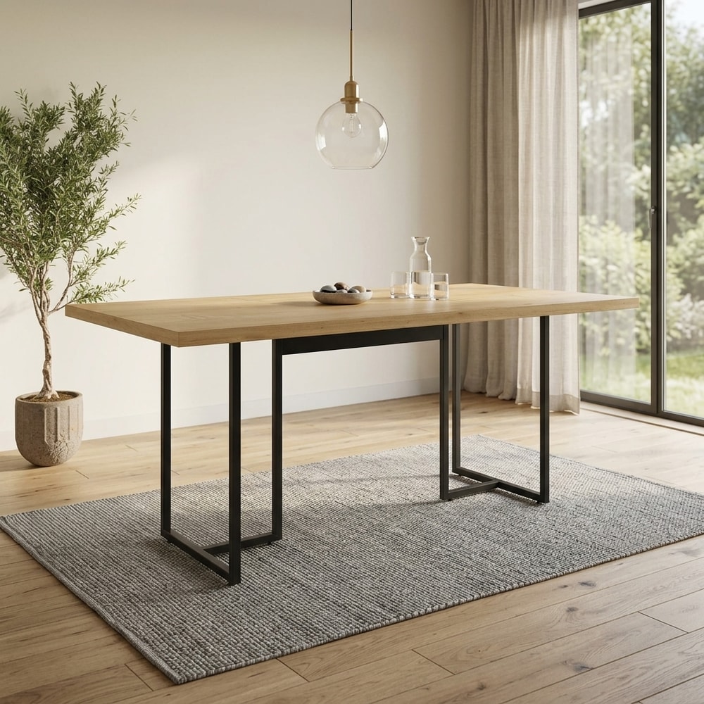 Mesa de comedor industrial roble y negro