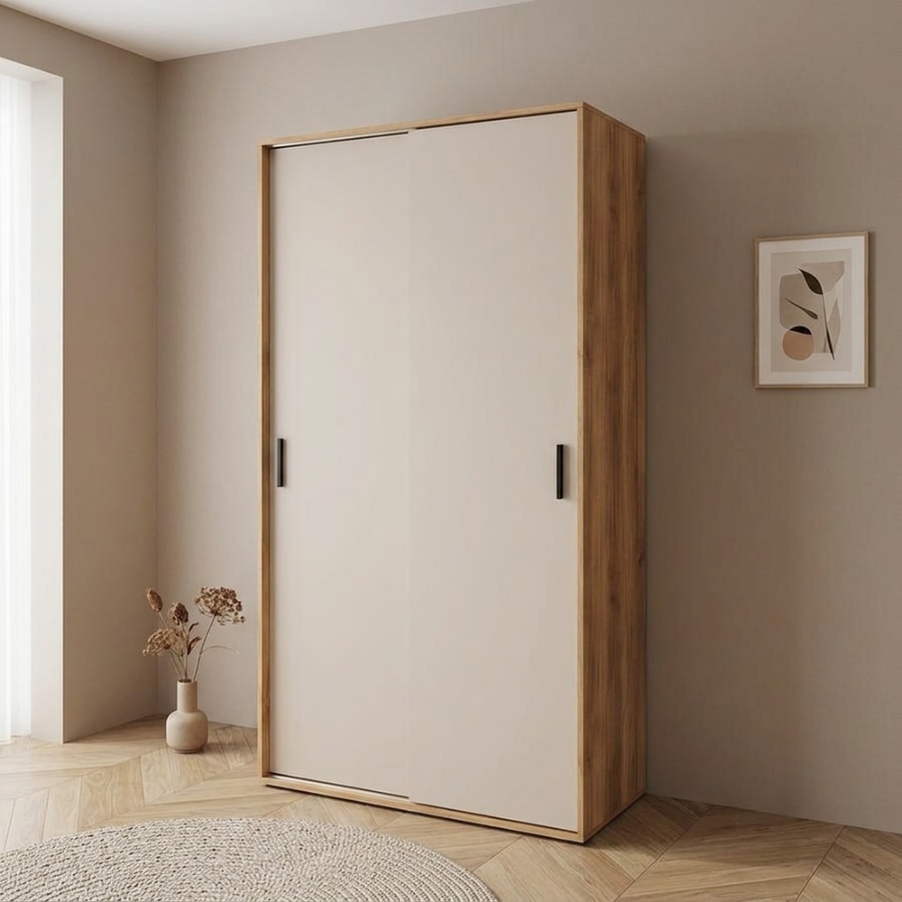Armario moderno beige con puertas correderas