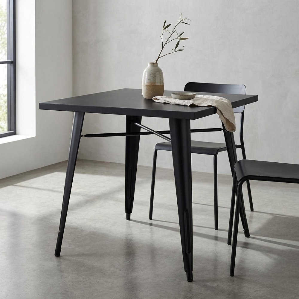 Mesa de Comedor y Exterior de Acero Negra
