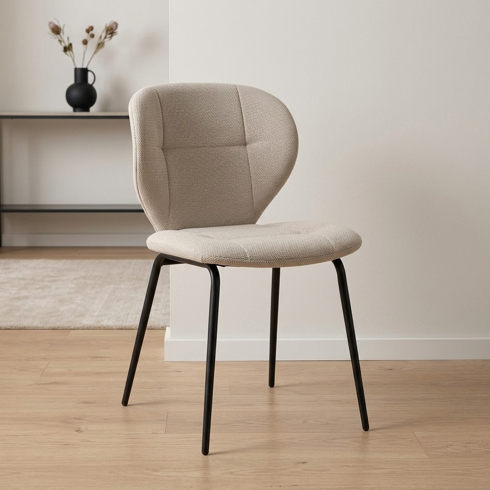 Silla de comedor moderna beige acolchada