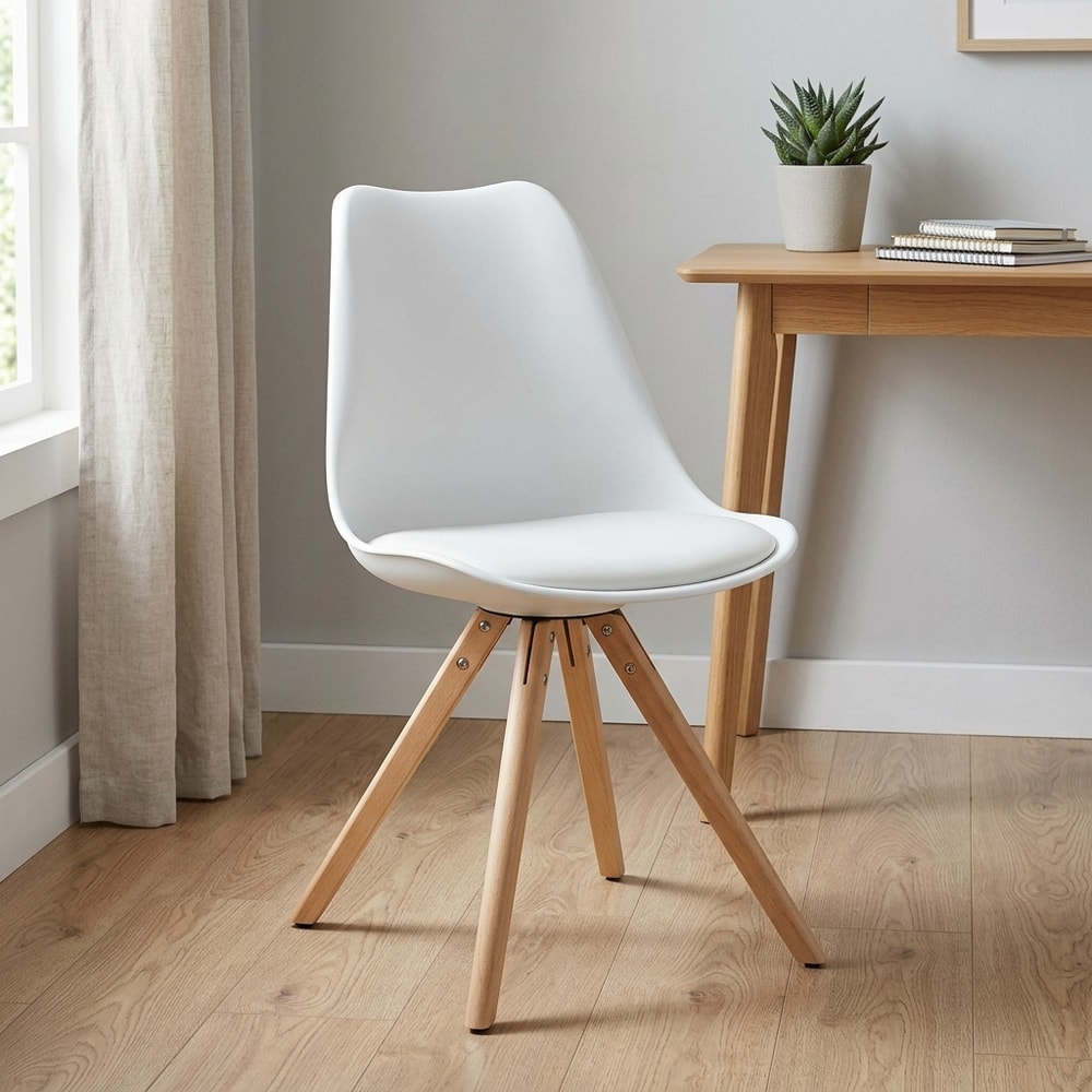 Silla de comedor nórdica blanca con cojín