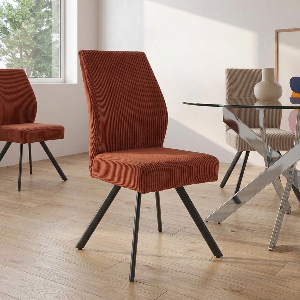 Silla de comedor moderna en pana color teja