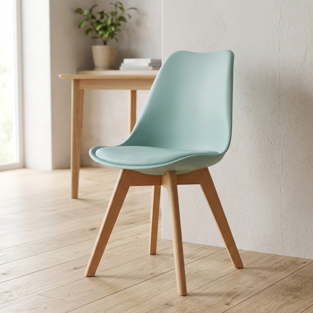 Silla de comedor nórdica aguamarina