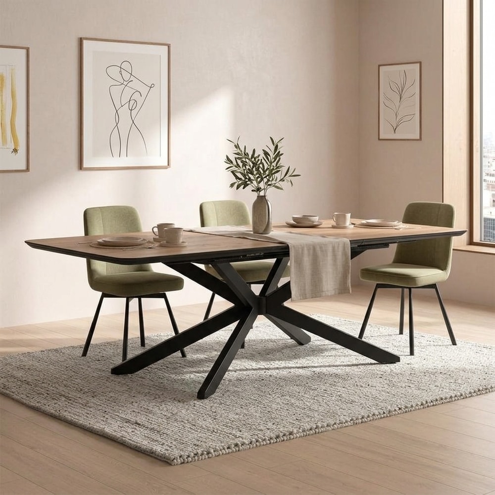 Mesa de comedor extensible roble y metal