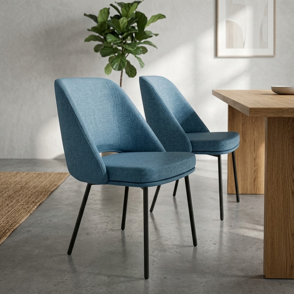 Pack 2 sillas de comedor tapizadas en azul