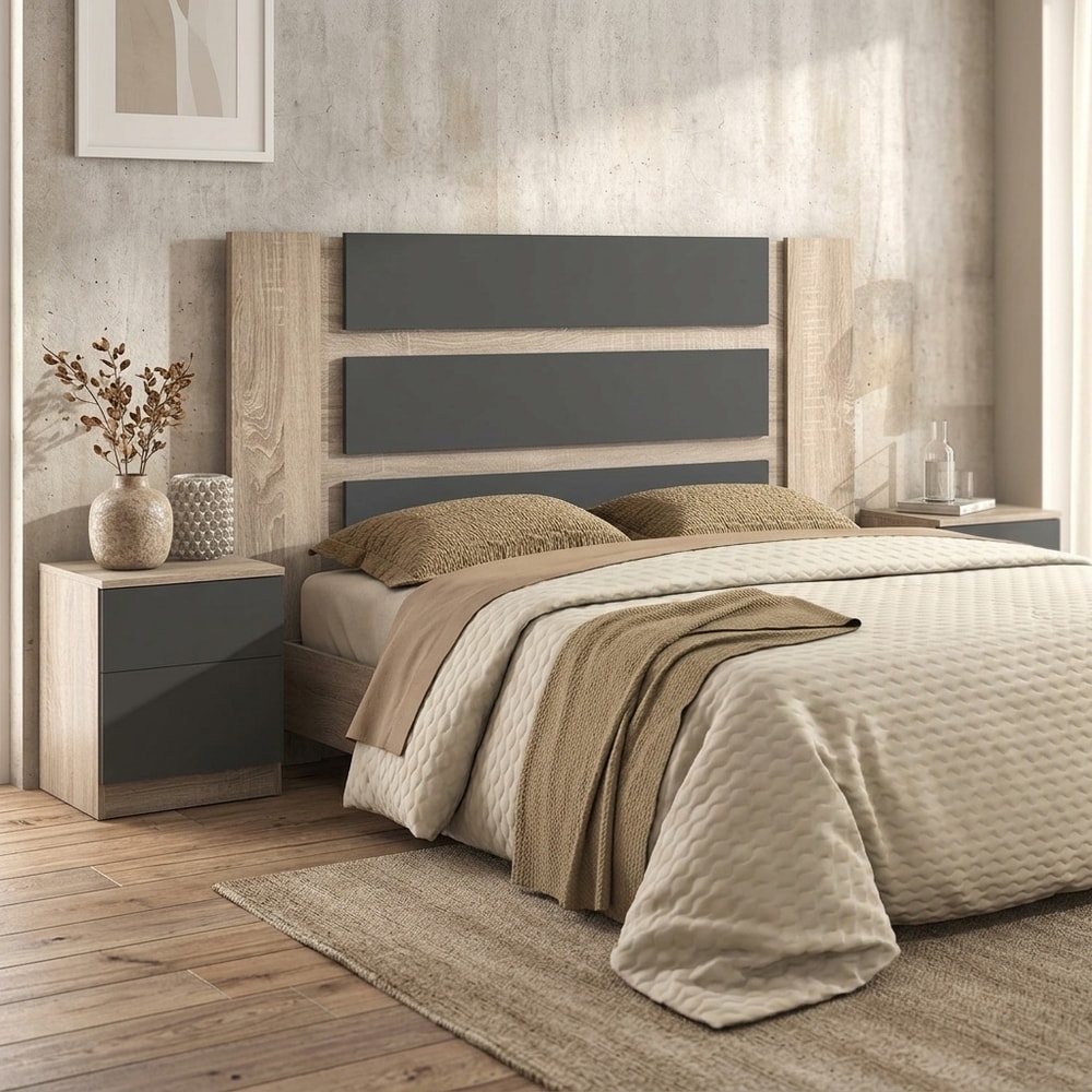 Cabecero de cama con patas en color grafito