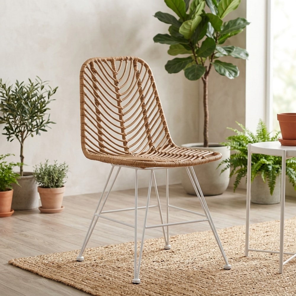 Silla de Exterior Ratán Sintético y Metal