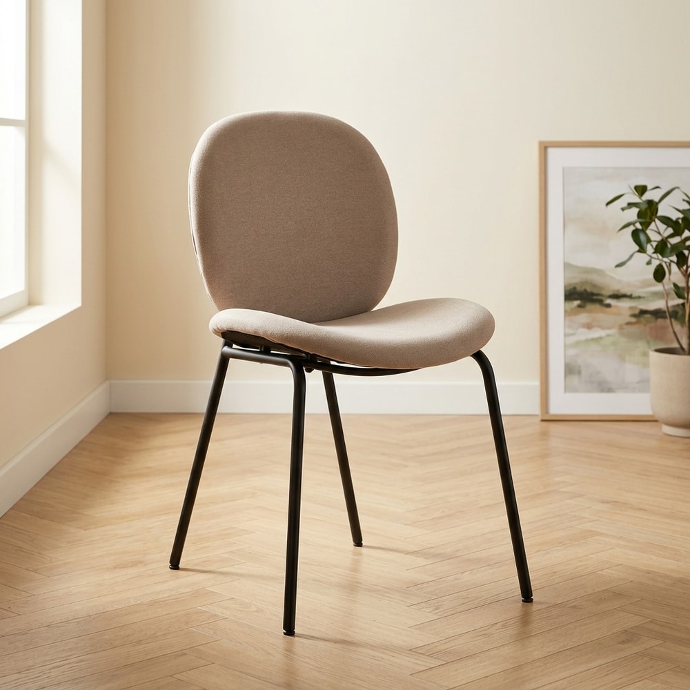 Silla de comedor moderna en tejido beige