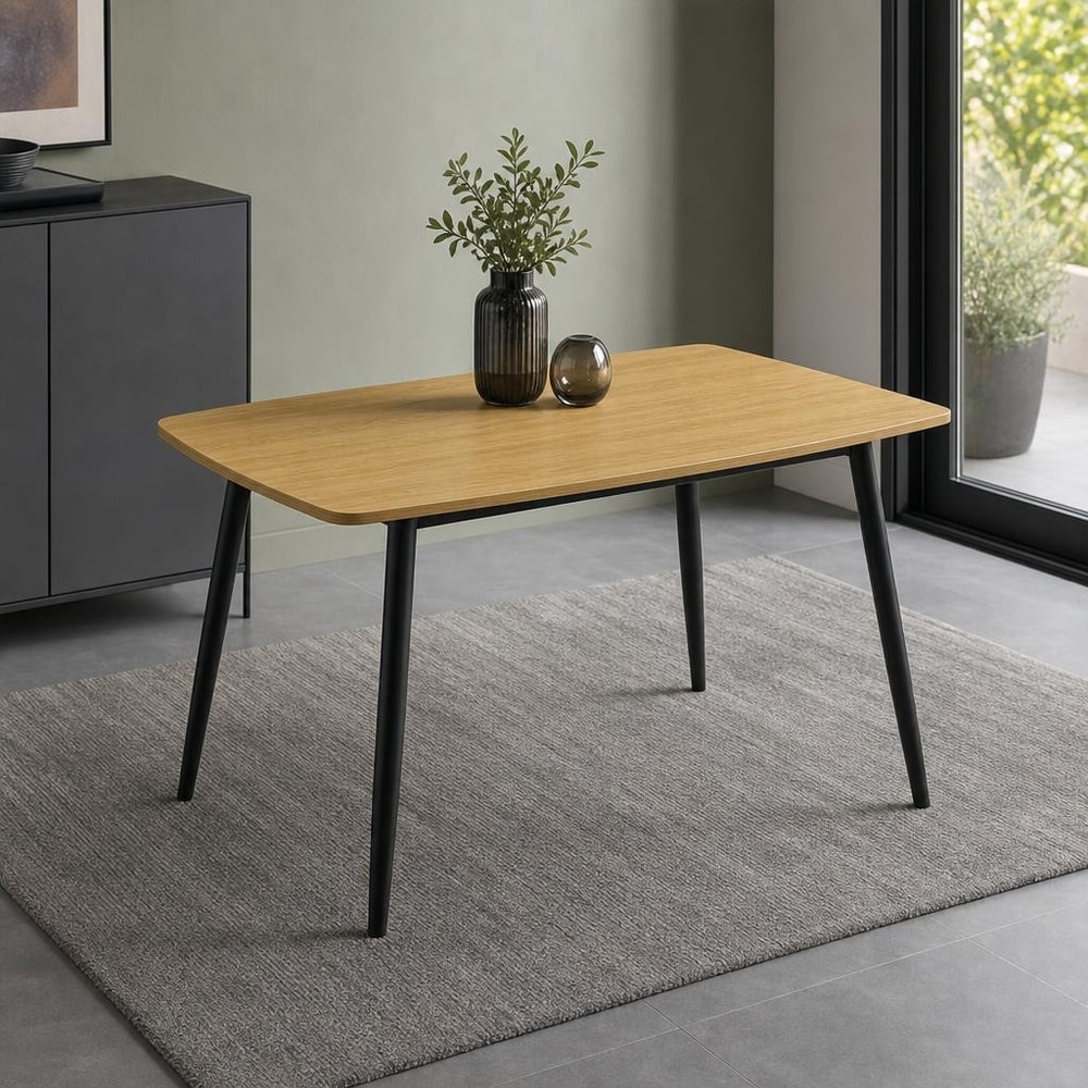 Mesa de comedor fija efecto madera y negra