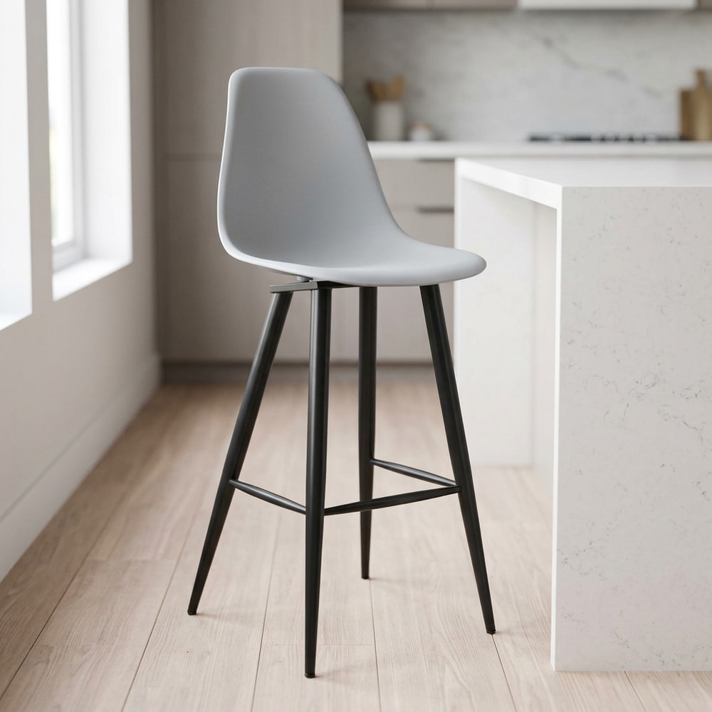 Taburete alto de diseño gris con patas negras