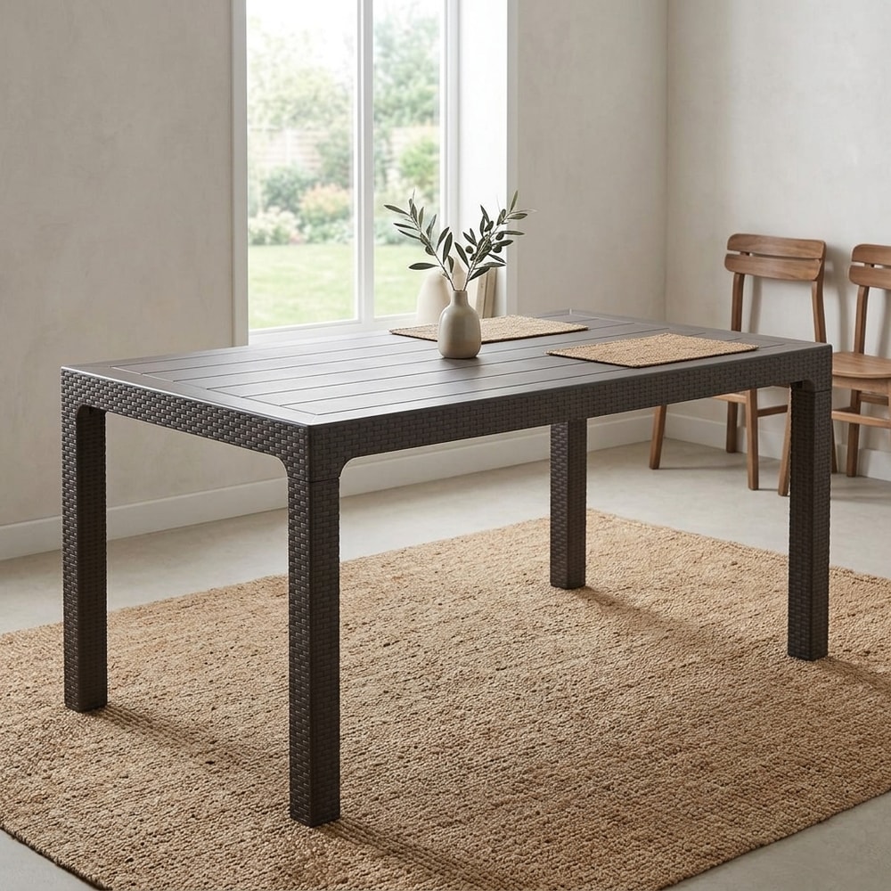 Mesa de jardín en polipropileno efecto rattán