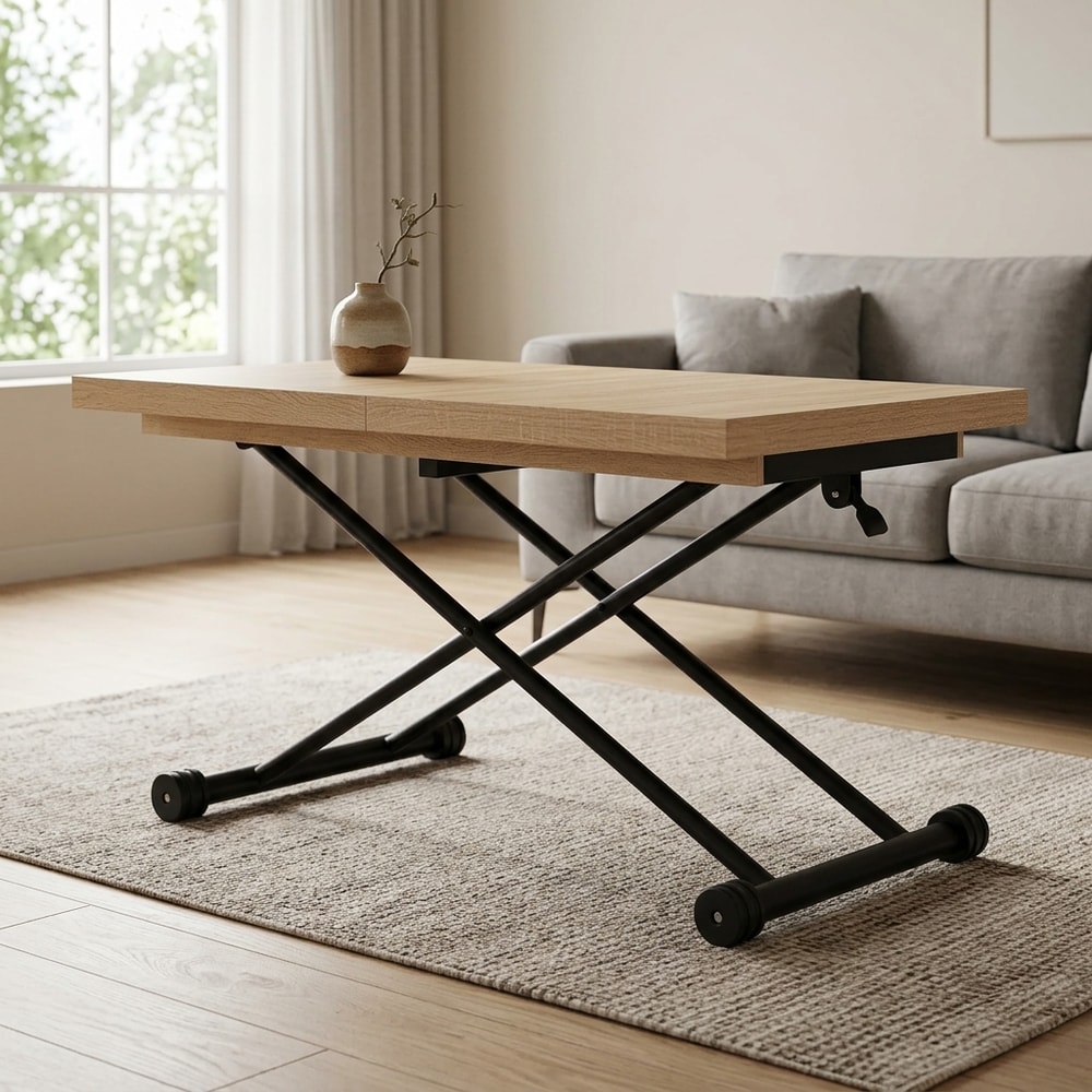 Mesa de centro elevable y extensible multifunción