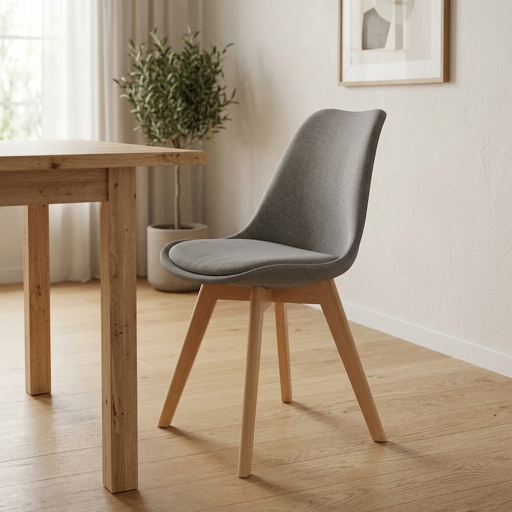 Pack 4 sillas de comedor nórdica tapizada en gris