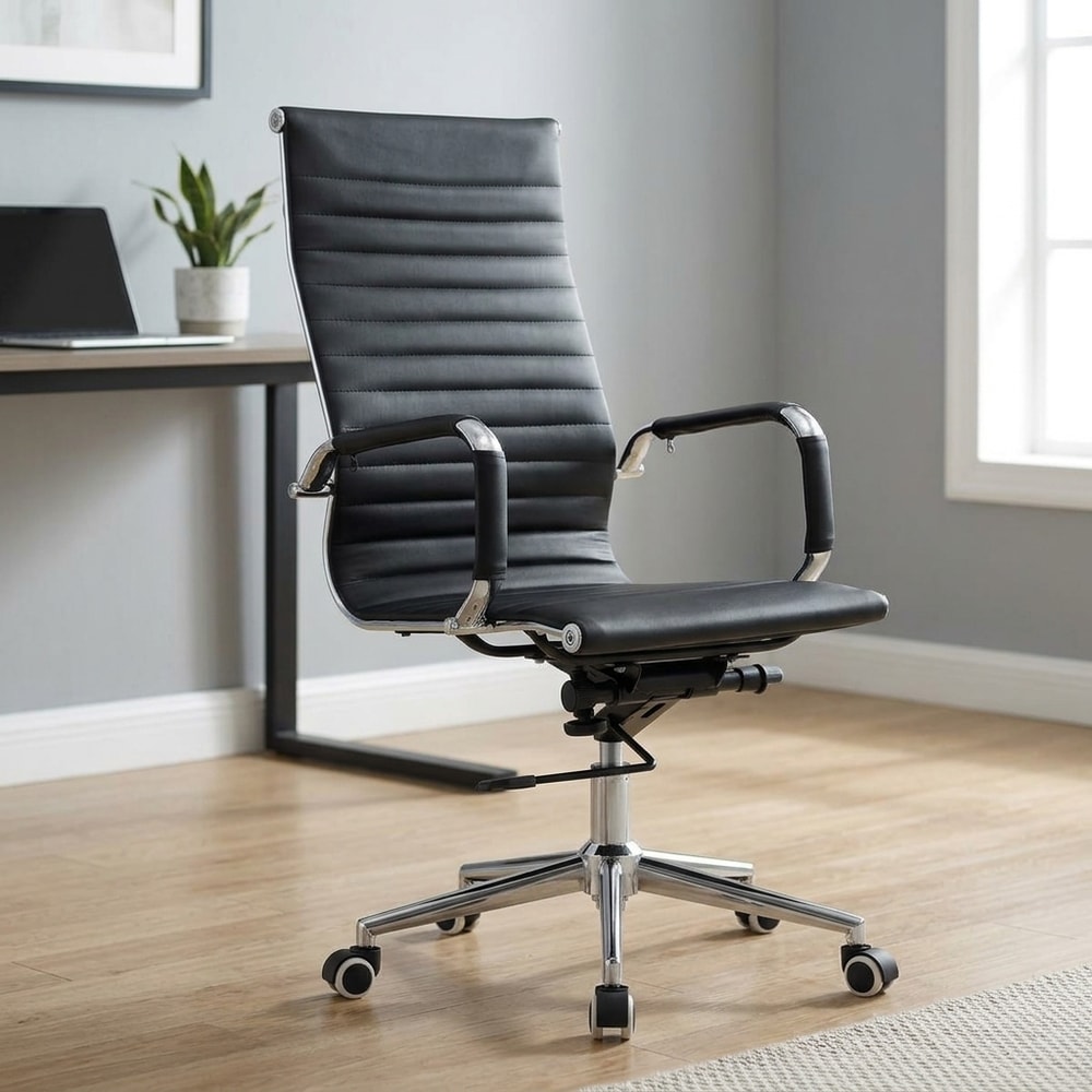 Sillón de dirección alto en similpiel negra