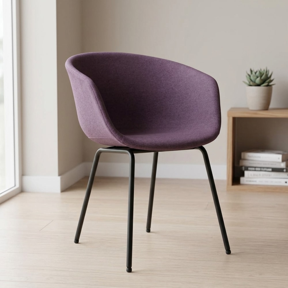 Sillón de diseño moderno tapizado en tela rosa