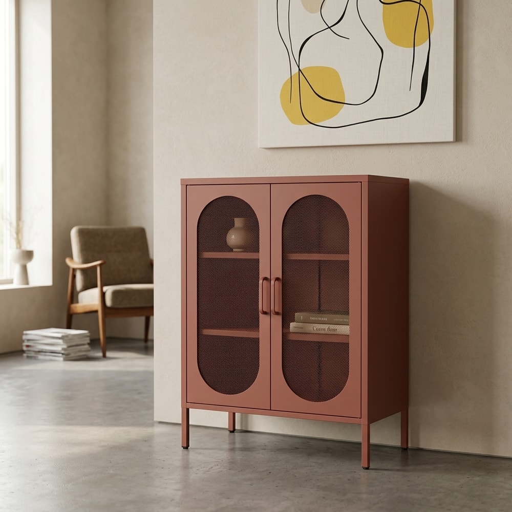 Mueble Auxiliar Terracota con 2 Puertas de Malla