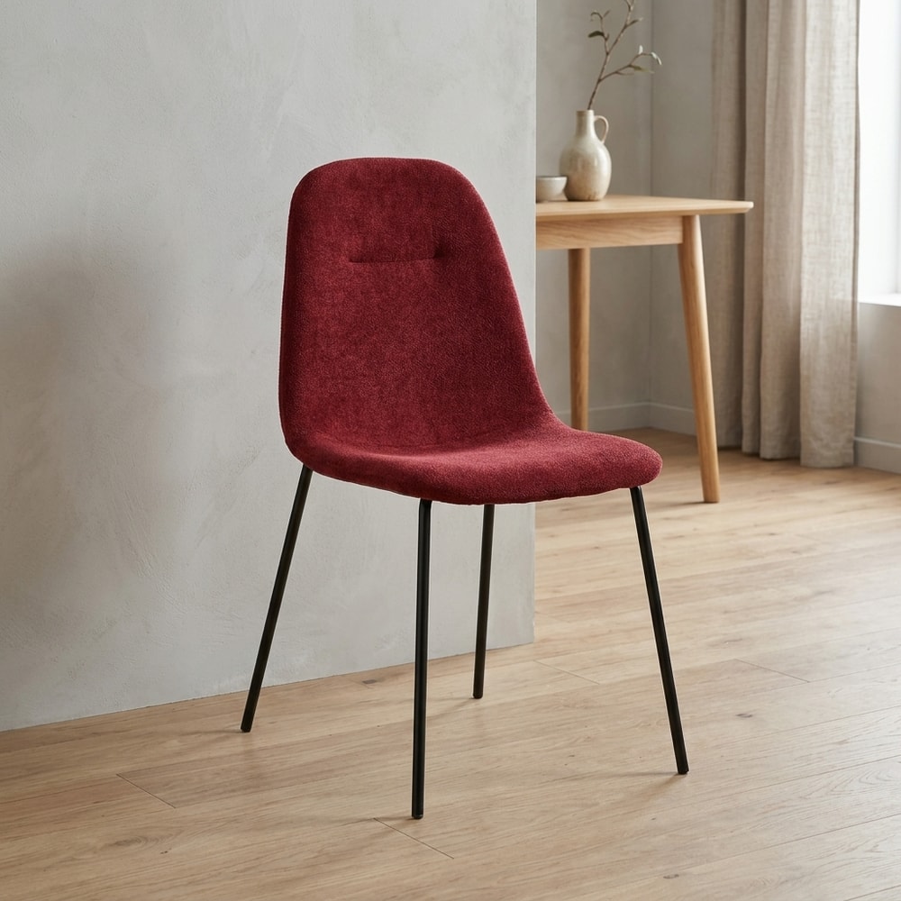 Silla de comedor moderna tapizada en rojo
