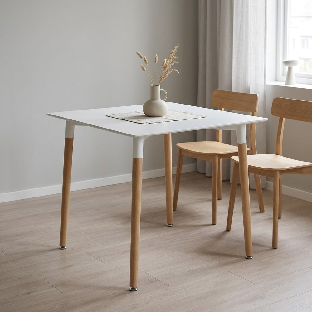 Mesa de comedor cuadrada nórdica blanca