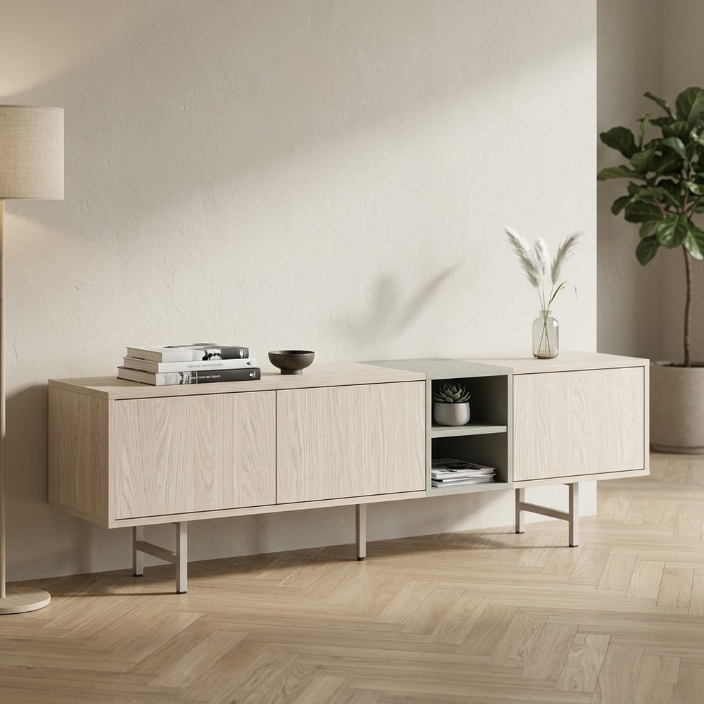 Mueble de TV con 3 Puertas y Estante Verde