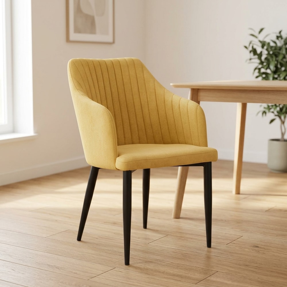 Sillón de comedor amarillo con patas negras