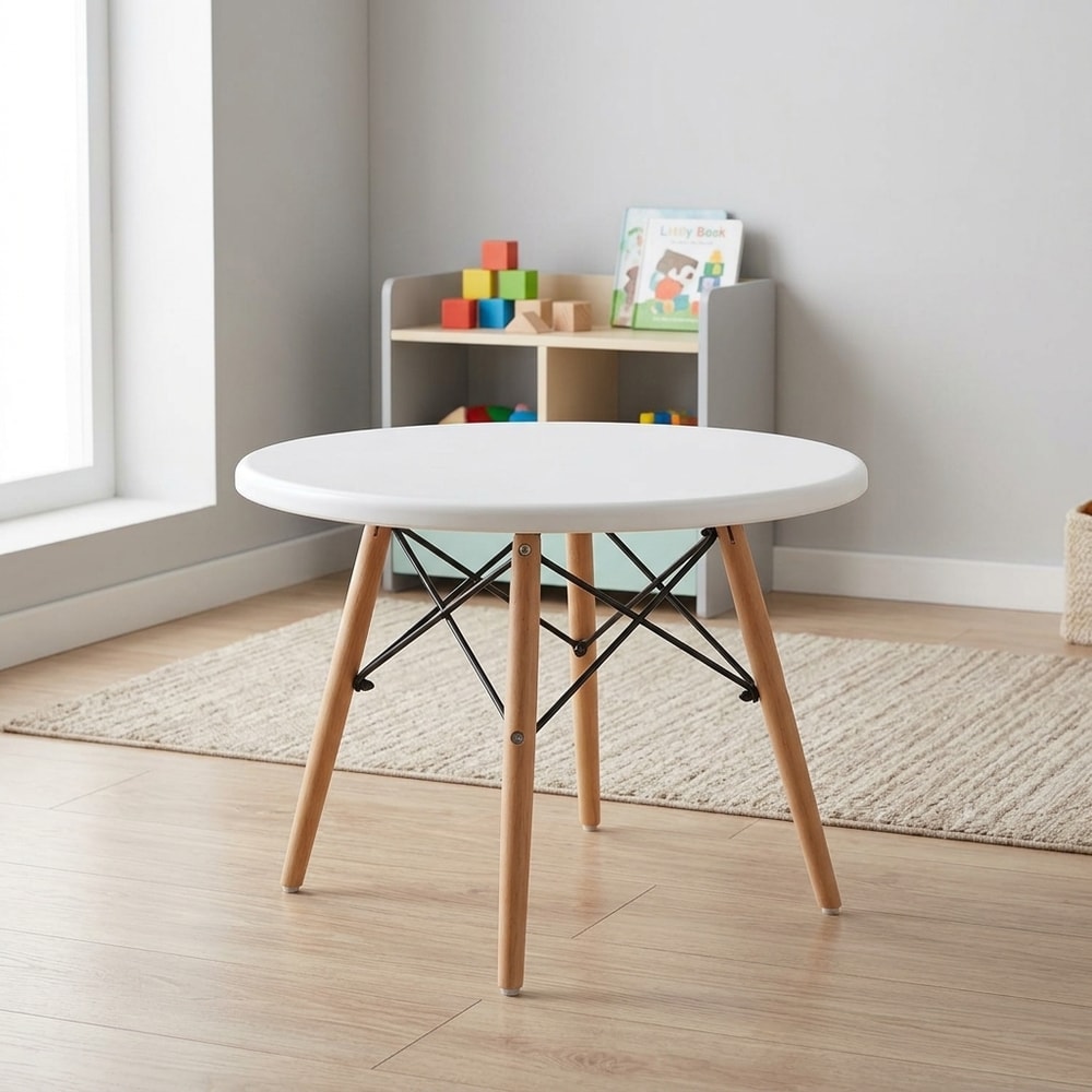 Mesa Infantil Redonda Estilo Nórdico Blanca