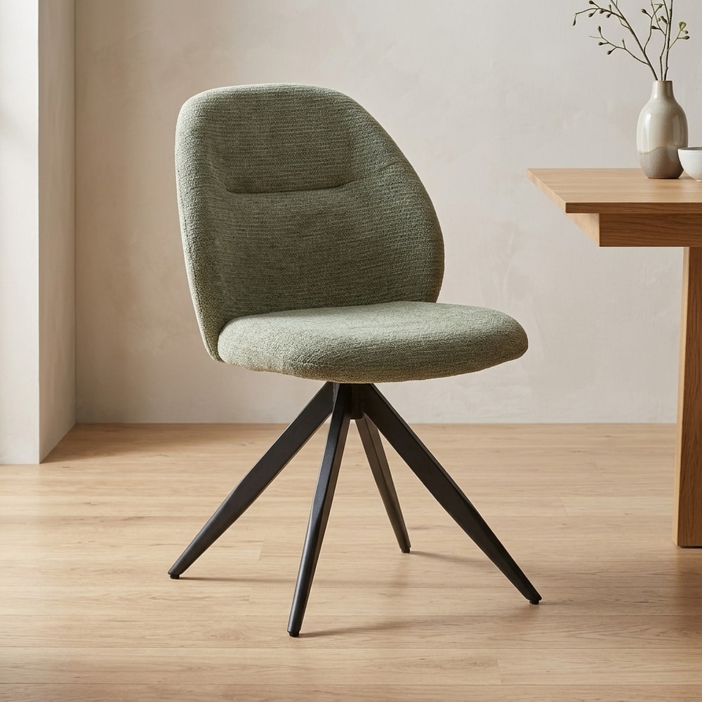 Silla giratoria ergonómica tapizada en verde