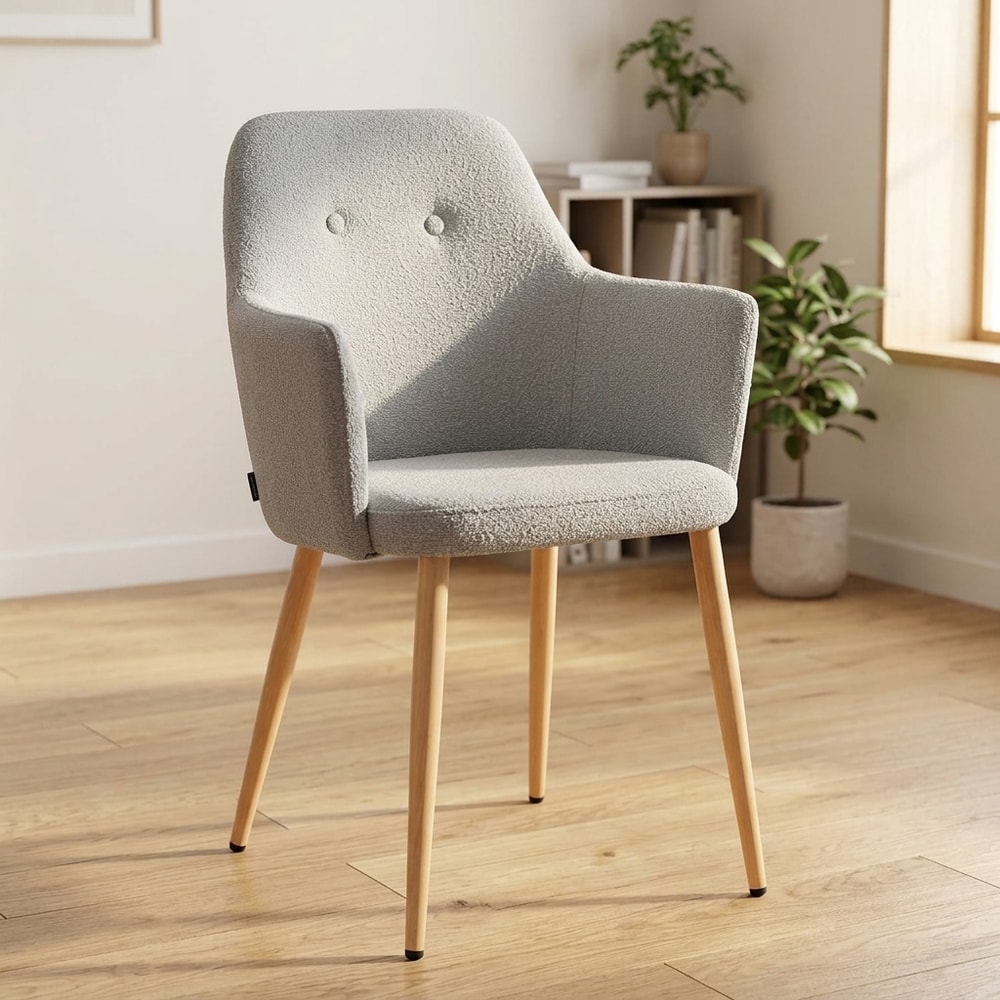 Sillón Tapizado Gris con Reposabrazos