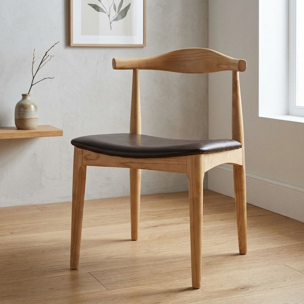 Silla comedor madera maciza olmo y polipiel