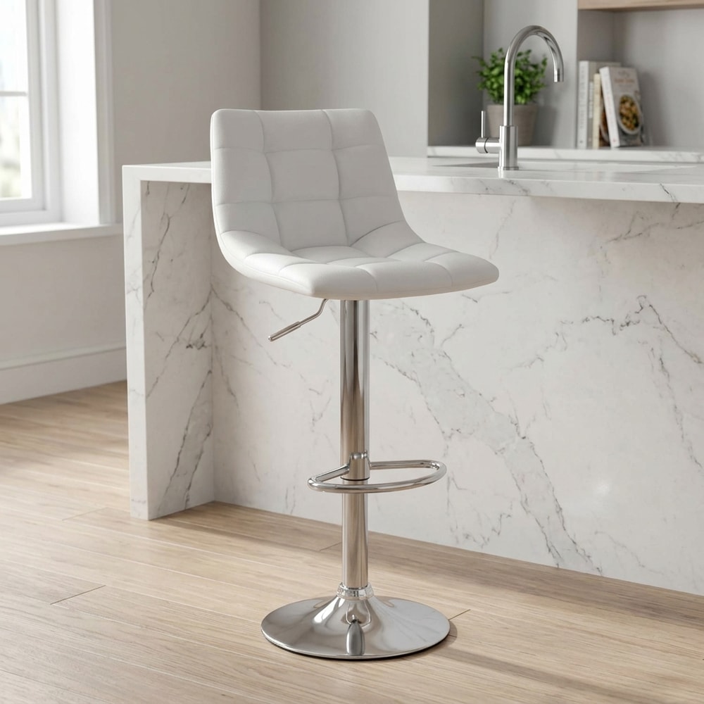Taburete Alto Regulable Blanco con Reposapiés