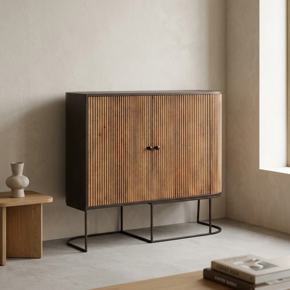 Aparador de madera de mango y metal